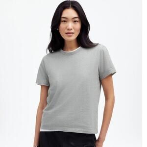 Madewell Cotton Perfect Crewneck Tee WMNS XS Heather Gray Short Sleeve Pullover